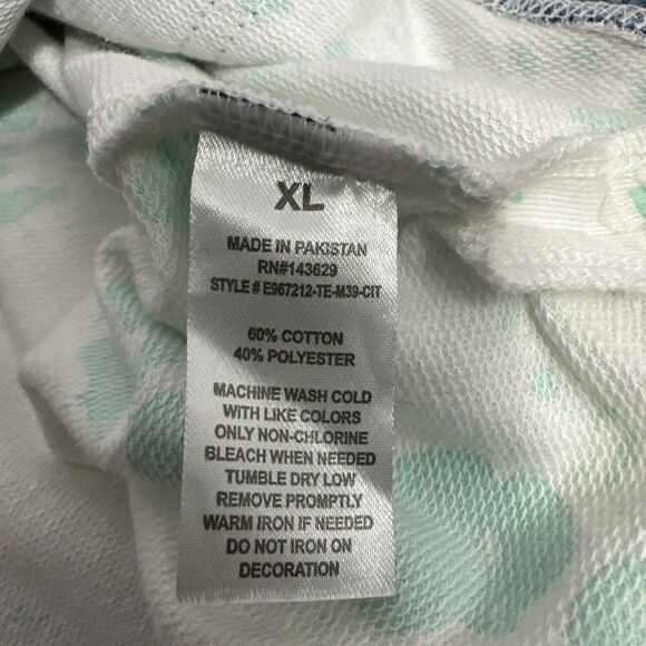 Encrypted Hooded Denim Blue White Shirt 90s Style Paint Splatter Design XL - Picture 8 of 8